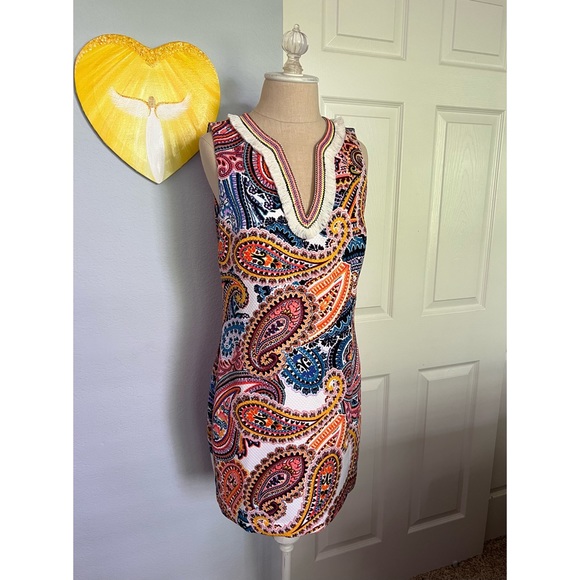 🪸 LAUNDRY by SHELLI SEGAL Paisley & Fringe Shift Dress - Picture 9 of 10